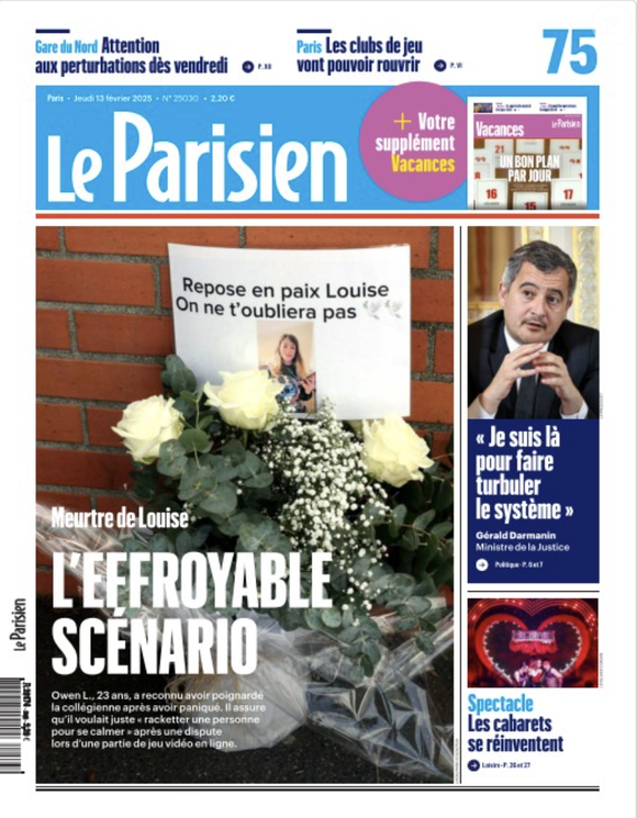 La couverture de l'édition du jeudi 13 février du "Parisien".