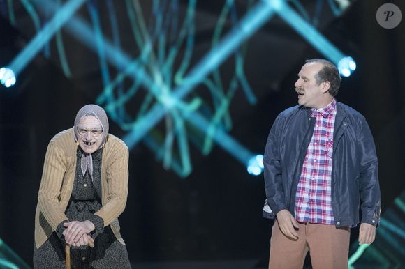 Exclusif - Vincent Dubois (Maria) et Jean-Christian Fraiscinet (Christian) - Les Bodin's, Maria et Christian - Enregistrement de l'émission "Le Grand Show de l'Humour" au Zénith de Paris le 30 janvier 2017. L'émission sera diffusée sur France 2 le 4 février 2017. © Pierre Perusseau/Bestimage