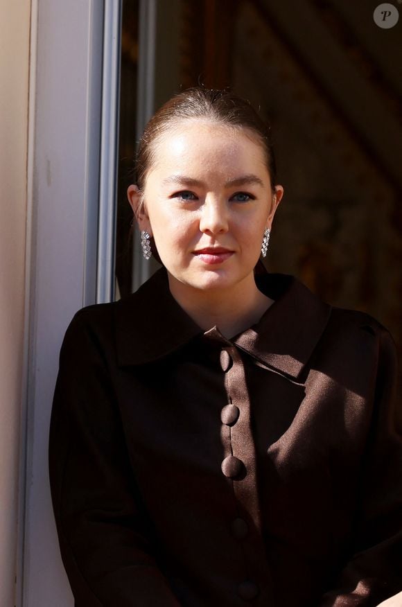 La princesse Alexandra de Hanovre - La famille princière de Monaco au balcon du palais, à l'occasion de la Fête Nationale de Monaco, le 19 novembre 2024. © Jacovides-Bebert/Bestimage