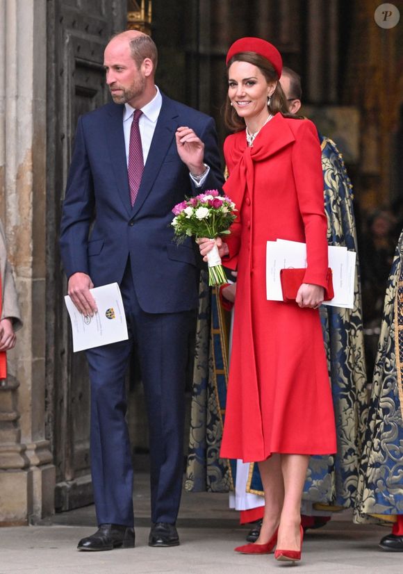 Le prince William, prince de Galles, et Catherine (Kate) Middleton, princesse de Galles, à la sortie de l'abbaye de Westminster lors du "Commonwealth Day 2025", le 10 mars 2025. ©Backgrid UK/ Bestimage