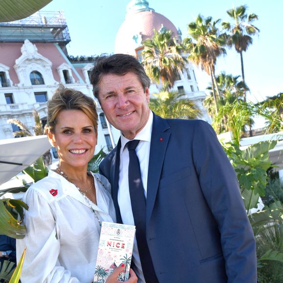 Exclusif - Laura Tenoudji Estrosi et son mari Christian Estrosi, le maire de Nice - Laura Tenoudji Estrosi a présenté son troisème guide des adresses incontournables de Nice sur la nouvelle Plage du Negresco à Nice, le 24 juin 2022.  © Bruno Bebert/Bestimage