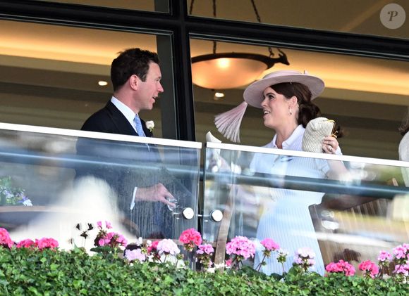 La princesse Eugenie d’York et son mari Jack Brooksbank, - Les célébrités et les membres de la famille royale d'Angleterre assistent au second jour de la course hippique Royal Ascot , le 19 juin 2024. (GOFF INF / BESTIMAGE).