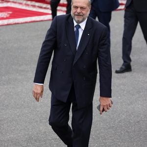 Eric Dupond-Moretti - Cérémonie d'accueil officielle du Président de la République, Emmanuel Macron et de Brigitte Macron sur la place Mechouar à Rabat au Maroc le 28 octobre 2024. © Dominique Jacovides/Bestimage