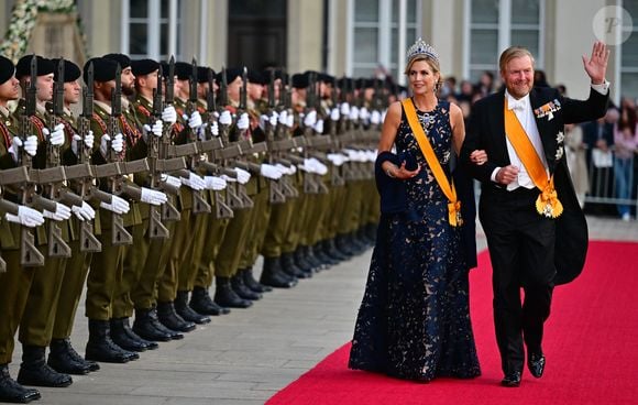 Le roi Willem-Alexander et la reine Maxima des Pays-Bas aux arrivées du dîner de gala des célébrations du changement de trône au Palais grand-ducal du Luxembourg, le 3 octobre 2025. © Christian Liewig/Bestimage