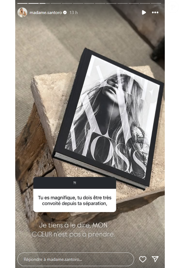 Puis, sur Instagram, elle révèle que son cœur n'est pas à prendre.

Camille Santoro s'explique sur sa vie amoureuse.