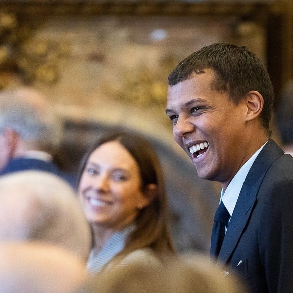 Stromae alias Paul Van Haver et son épouse Coralie Barbier photographiés lors d'une réception royale pour les personnes ayant reçu la grâce de la noblesse, le jeudi 21 novembre 2024, au Palais Royal à Bruxelles. Photo par ABACAPRESS.COM