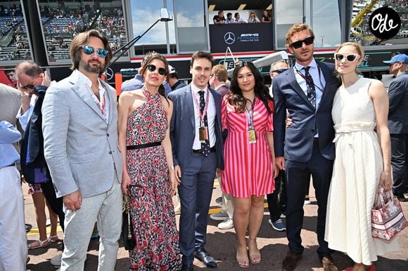 Charlotte Casiraghi et son mari Dimitri Rassam, Louis Ducruet et sa femme Marie, Pierre Casiraghi et sa femme Beatrice Borromeo - La famille princière de Monaco lors du 80ème Grand Prix de Monaco de Formule 1 à Monaco le 28 mai 2023. © Bruno Bebert/Bestimage