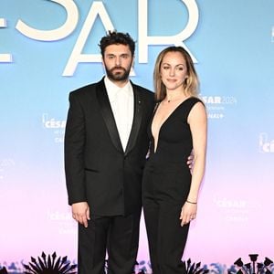Pio Marmai et Charlotte Ranson arrivent à la 49e cérémonie des César du cinéma à l'Olympia, le 23 février 2024 à Paris, France. Photo by David Niviere/ABACAPRESS.COM
