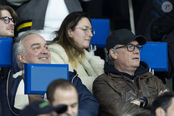 Olivier Truchot, Alain Marschall - People dans les tribunes du quart de finale de la coupe de France de football entre le Paris Saint-Germain et l'OGC Nice (3-1) au Parc des Princes à Paris le 13 mars 2024. © Cyril Moreau/Bestimage