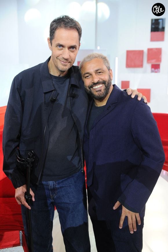 Exclusif - Grand Corps Malade et Jean Rachid lors de l'enregistrement de l'émission Vivement dimanche au studio Rive gauche, présentée par M.Drucker et diffusée le 4 octobre sur France 3, à Paris, France, le 30 septembre 2026. © Guillaume Gaffiot/Bestimage