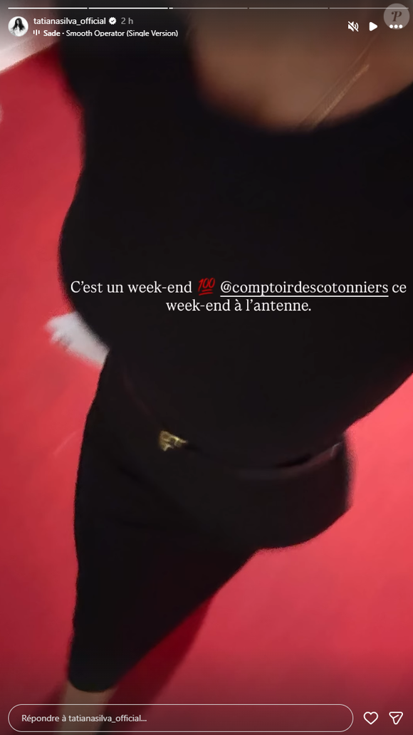 Pour présenter la météo ce week-end, elle a opté pour un look entièrement noir.

Tatiana Silva en robe noire pour présenter la météo sur TF1.