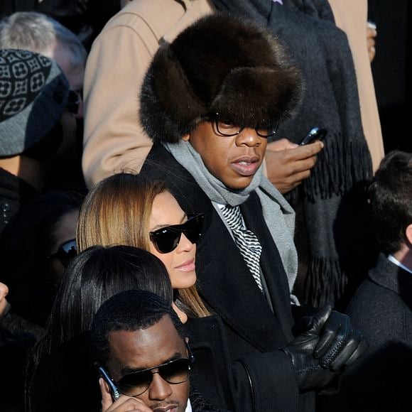 Sean 'Diddy' Combs, Beyonce et Jay-Z assistant aux cérémonies d'investiture du président Barack Obama au Capitole à Washington, D.C., USA. Photo by Douliery/Hann/ABACAPRESS.COM