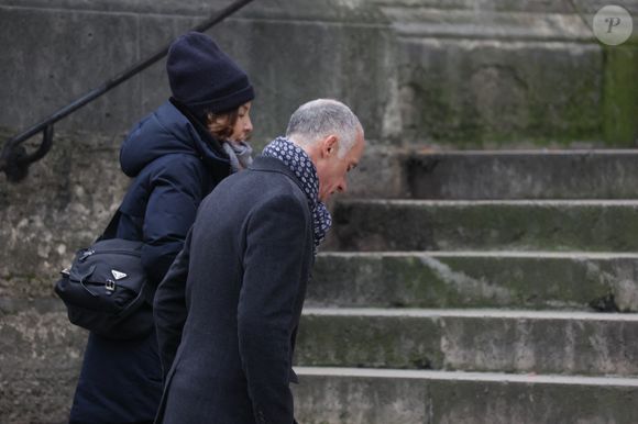 Gilles Bouleau arrivant à la cérémonie d'enterrement de Catherine Laborde à l'église Saint-Roch à Paris, France, le 6 février 2025.  Photo by Nasser Berzane/ABACAPRESS.COM