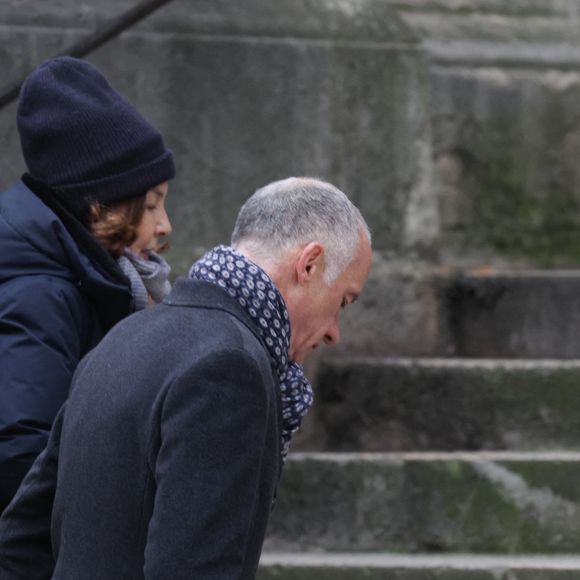 Gilles Bouleau arrivant à la cérémonie d'enterrement de Catherine Laborde à l'église Saint-Roch à Paris, France, le 6 février 2025.  Photo by Nasser Berzane/ABACAPRESS.COM