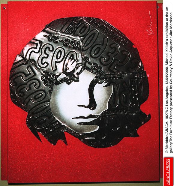 © Blackbird/ABACA. 18278-7. Los Angeles, 13/04/2000. Exposition de Michael Kalish à la galerie d'art The Furniture Factory présentée par Courteney & David Arquette : Jim Morrison
