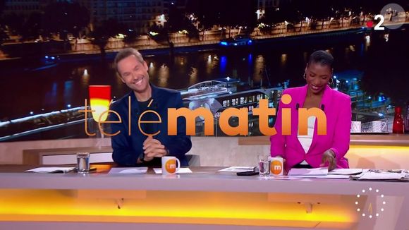 Damien Thévenot présente "Télématin" avec Johanna  Ghiglia en l'absence de Maya Lauqué.

Photo : France 2