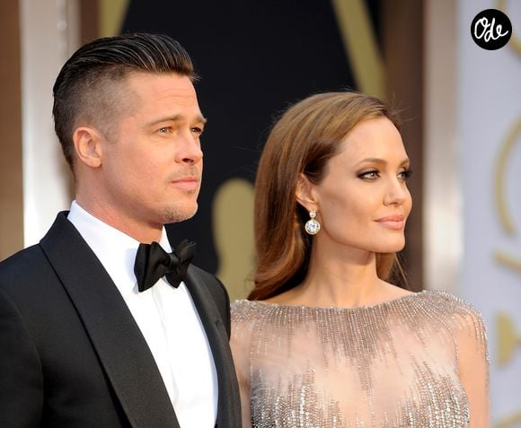 Brad Pitt et Angelina Jolie - Pressroom - 86ème cérémonie des Oscars à Hollywood, le 2 mars 2014.Agence / Bestimage