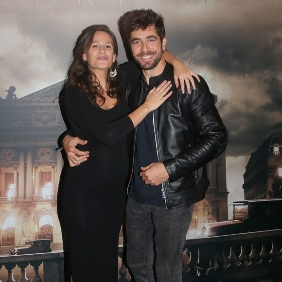 Exclusif - Prix Spécial - No Web - Lucie Lucas (enceinte) et Agustin Galiana - Vernissage de l'exposition de l'artiste photographe Ludovic Baron à la galerie de l'Opéra Garnier à Paris, France, le 19 octobre 2017. © Christophe Clovis / Bestimage