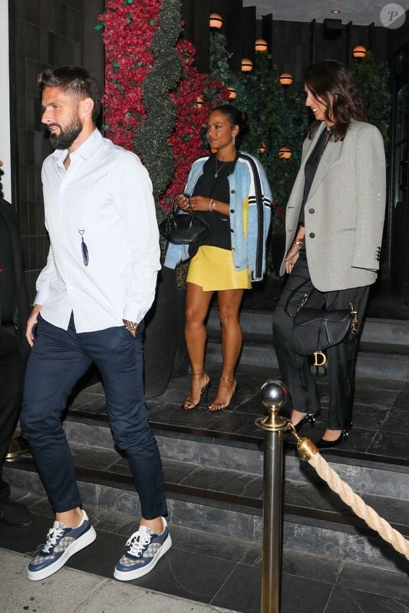 Exclusif - Christina Milian et Matt Pokora dînent avec Olivier Giroud au restaurant Catch Steak à Los Angeles.