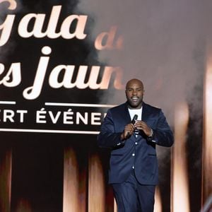 Teddy Riner sur la scène du "Gala des pièces jaunes, le concert événement" à La Défense Arena à Nanterre le 23 janvier 2025.
© Jacovides / Moreau / Bestimage