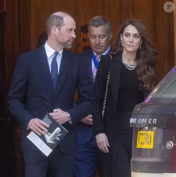 Le prince William et Kate Middleton à la sortie de la cérémonie de commémoration des 80 ans de la libération du camp de concentration d'Auschwitz-Birkenau au Guildhall à Londres, le 26 janvier 2025.

Photo : Agence / Bestimage