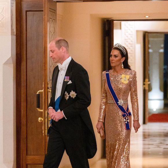 Le prince William, prince de Galles, et Catherine (Kate) Middleton, princesse de Galles, - Les familles royales au mariage du prince Hussein de Jordanie et de Rajwa al Saif, au palais Zahran à Amman (Jordanie), le 1er juin 2023. Backgrid USA / Bestimage