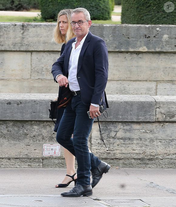Exclusif - Christophe Dechavanne et sa compagne Elena Foïs - People arrive à la cérémonie d'hommage national à Jean-Paul Belmondo à l'Hôtel des Invalides à Paris le 9 septembre 2021
© Panoramic / Bestimage