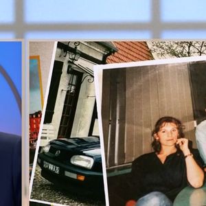 Bruce Toussaint face à une image d'archive en compagnie de son épouse Catherine Fruchon-Toussaint dans l'émission "On a du nouveau" sur Novo 19 le 15 janvier 2026