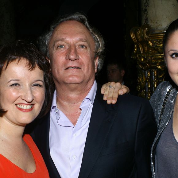 Anne Roumanoff avec Philippe Vaillant et leur fille Alice Vaillant lors de l'inauguration de la statue de cire d'Anne Roumanoff au musee Grevin a Paris le 10 juin 2013. © Jlppa / Bestimage