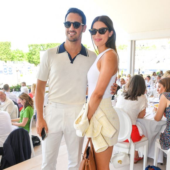 Diego El Glaoui et Iris Mittenaere dans l'Espace VIP lors de la 9ème édition du "Longines Paris Eiffel Jumping" au Champ de Mars à Paris, France, le 24 juin 2024. © Perusseau-Veeren/Bestimage