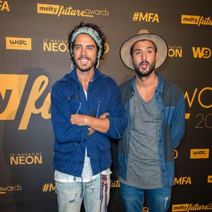 Jérémy Frérot et Flo Delavega à la cérémonie des Melty Future Awards 2015 au Grand Rex à Paris, le 28 janvier 2015. 

Photo : Lionel Urman