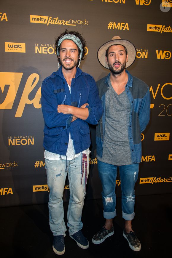 Jérémy Frérot et Flo Delavega à la cérémonie des Melty Future Awards 2015 au Grand Rex à Paris, le 28 janvier 2015. 

Photo : Lionel Urman