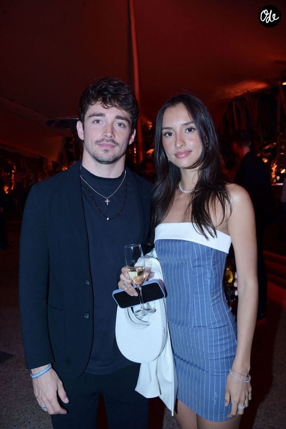 Charles Leclerc et sa compagne Alexandra Saint-Mleux - Soirée APM Monaco au restaurant "le Baoli " pour le lancement de la nouvelle collection été APM Monaco lors du 77ème Festival International du Film de Cannes le 22 mai 2024. © Rachid Bellak/Bestimage