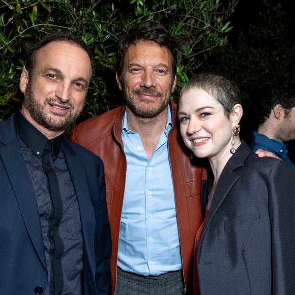 Emilie Dequenne, son mari Michel Ferracci et Samuel Le Bihan au dîner Dior Madame Figaro à la "Terrasse by Albane" sur le rooftop de l'hôtel JW Marriott lors du 77ème Festival International du Film de Cannes le 15 mai 2024. © Olivier Borde/Bestimage
