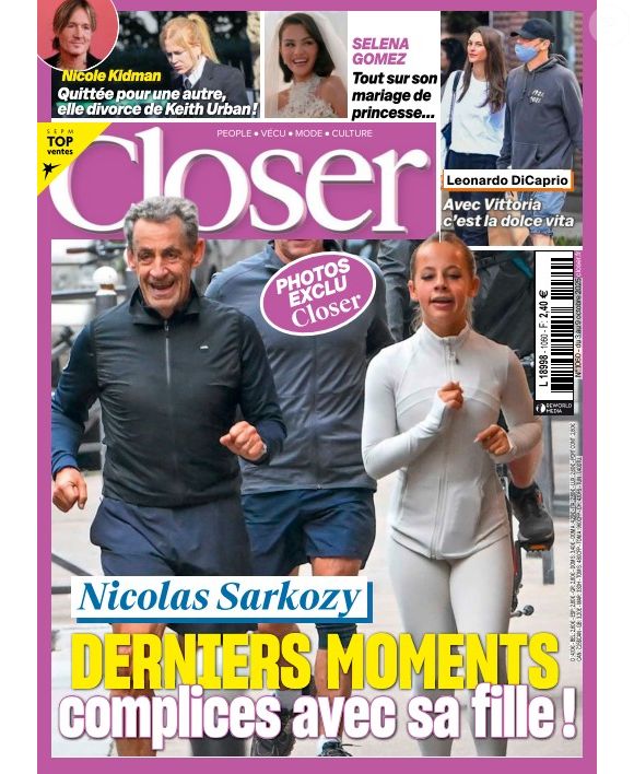 La Une du magazine Closer du 3 octobre avec Nicolas et Giulia Sarkozy