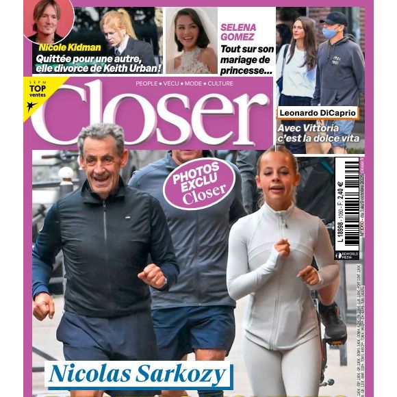 La Une du magazine Closer du 3 octobre avec Nicolas et Giulia Sarkozy