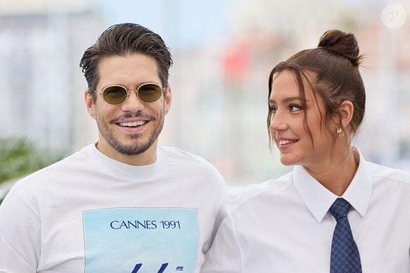 François Civil et Adèle Exarchopoulos - Photocall du film "L'Amour Ouf" (Beating Hearts / Compétition) lors du 77ème Festival International du Film de Cannes (14 - 25 mai 2024), le 24 mai 2024. 
© Moreau / Jacovides / Bestimage