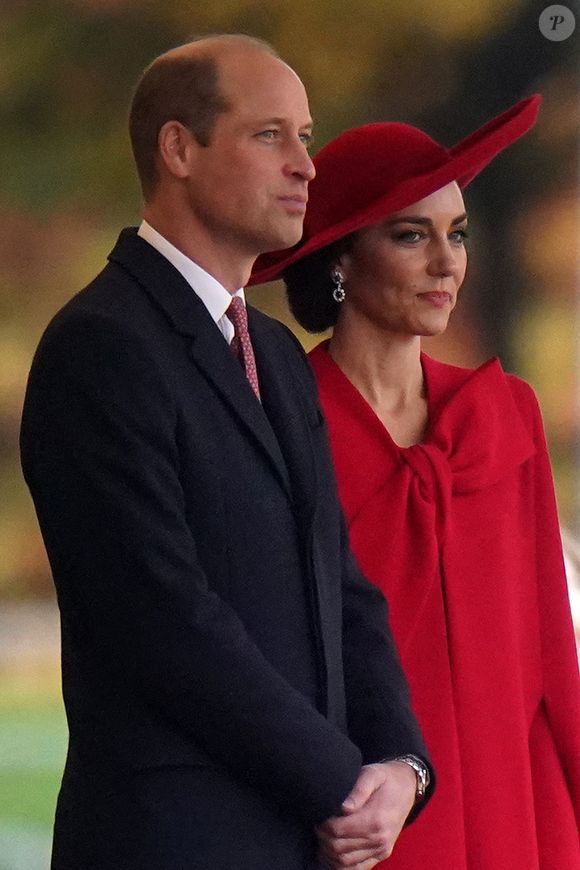 Le prince et la princesse de Galles lors de la cérémonie d'accueil du président de la Corée du Sud, Yoon Suk Yeol, et de son épouse, Kim Keon Hee, lors de la cérémonie d'accueil à Horse Guards Parade, au centre de Londres, au premier jour de la visite d'État au Royaume-Uni.  Mardi 21 novembre 2023. Photo by Victoria Jones/PA Wire/ABACAPRESS.COM