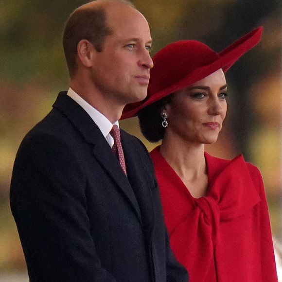 Le prince et la princesse de Galles lors de la cérémonie d'accueil du président de la Corée du Sud, Yoon Suk Yeol, et de son épouse, Kim Keon Hee, lors de la cérémonie d'accueil à Horse Guards Parade, au centre de Londres, au premier jour de la visite d'État au Royaume-Uni.  Mardi 21 novembre 2023. Photo by Victoria Jones/PA Wire/ABACAPRESS.COM
