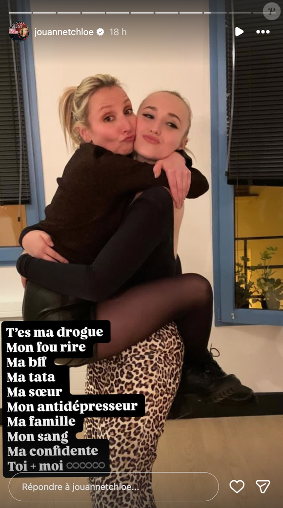 Cette dernière est d'ailleurs très proche de sa nièce.

Capture d'écran de la story Instagram de Chloé Jouannet le 19/01/2026.