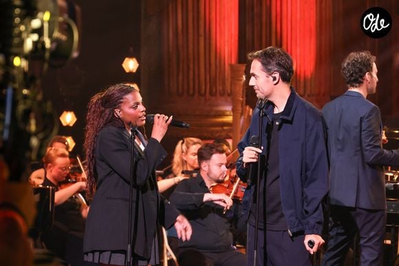 Exclusif - Mentissa, Grand Corps Malade, lors de l’enregistrement de l’émission "Le Grand Echiquier - Spéciale Céline Dion" présentée par C.Chazal et A.Manoukian et diffusée le 20 octobre sur France 2, à Paris, France, le 3 juillet 2026. © Jack Tribeca/Bestimage