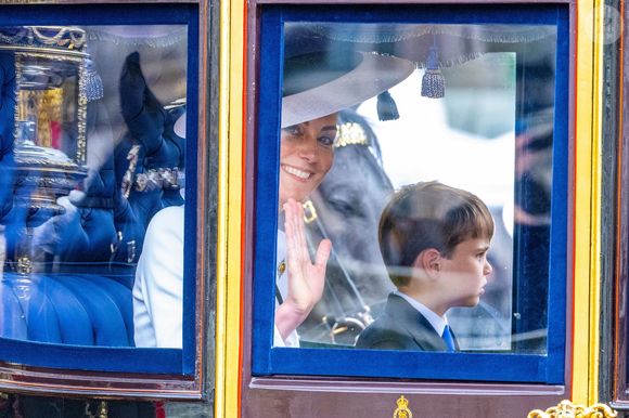 Catherine (Kate) Middleton, princesse de Galles et Le prince Louis de Galles - Les membres de la famille royale britannique lors de la parade Trooping the Color à Londres, Royaume Uni, le 15 juin 2024. © Backgrid USA/Bestimage