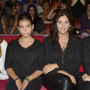 Elisa Huster, Toscane Huster, Cristiana Reali et Francis Huster - Enregistrement de l' émission "Vivement Dimanche" à Paris le 24 septembre 2014.