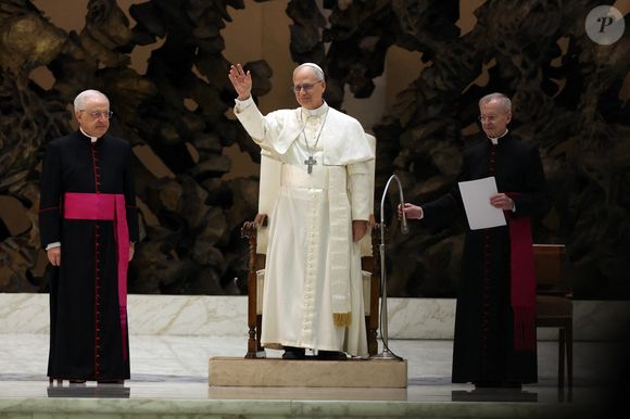 Rome, Italie, 12-05/2025 : Le Saint-Père Léon XIV reçoit en audience les représentants des médias dans la salle Paul VI. (Crédit image : © Marco Iacobucci/IPA via ZUMA Press)