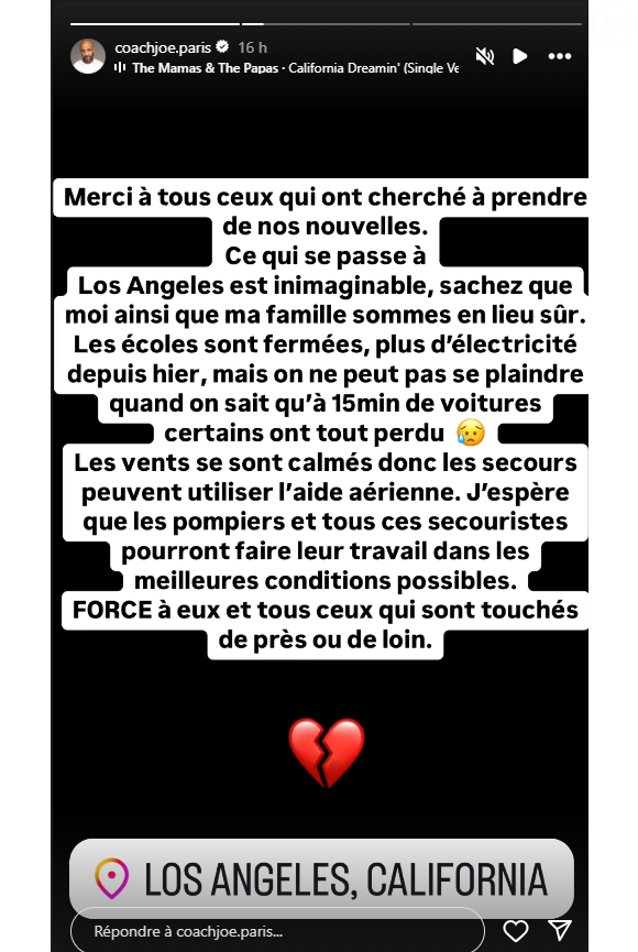 Coach Joe a donné de ses nouvelles sur Instagram