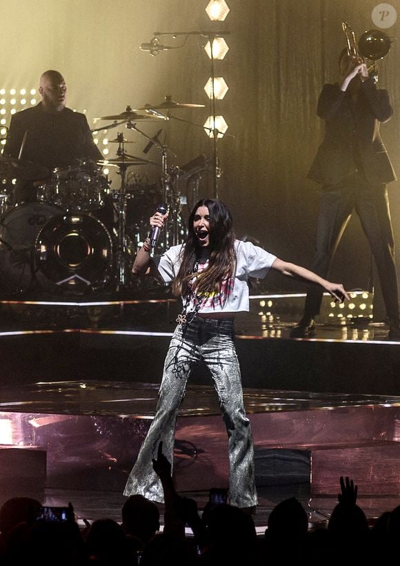 La chanteuse française Jenifer en concert à Bruxelles, Belgique, le 25 mars 2023. Photo par Jean Marc Quinet/Reporters/ABACAPRESS.COM