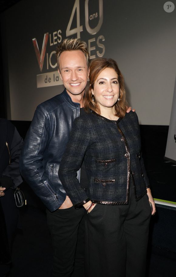 Exclusif - Cyril Féraud et Léa Salamé lors de la conférence de presse à l'occasion des quarante ans des Victoires de la Musique dans les locaux de France Télévisions le 13 janvier 2025 en présence des révélations masculines et féminines de l'année. © Coadic Guirec / Bestimage