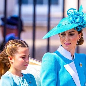 Catherine Princesse de Galles, Princesse Charlotte pendant la cérémonie de la montée des couleurs 2025, marquant l'anniversaire officiel du monarque à Londres. La cérémonie a lieu le 14 juin 2025 à Londres, au Royaume-Uni. Photo by Mischa Schoemaker/ABACAPRESS.COM