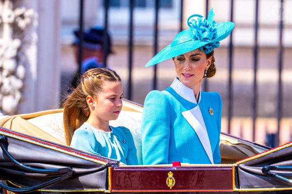 Catherine Princesse de Galles, Princesse Charlotte pendant la cérémonie de la montée des couleurs 2025, marquant l'anniversaire officiel du monarque à Londres. La cérémonie a lieu le 14 juin 2025 à Londres, au Royaume-Uni. Photo by Mischa Schoemaker/ABACAPRESS.COM
