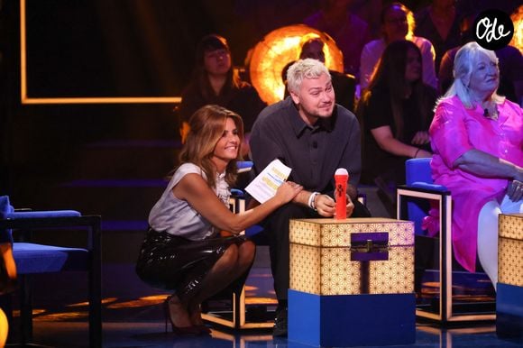 Faustine Bollaert, Jeff Panacloc, Charlotte de Turkheim lors de l'enregistrement de l'émission "La Boîte à secrets", présentée par F.Bollaert et diffusée le 30 octobre sur France 3, à Paris, France, le 15 septembre 2026. © Jack Tribeca/Bestimage